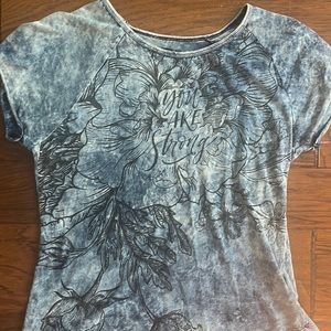 Blue floral tie-dye short sleeve shirt